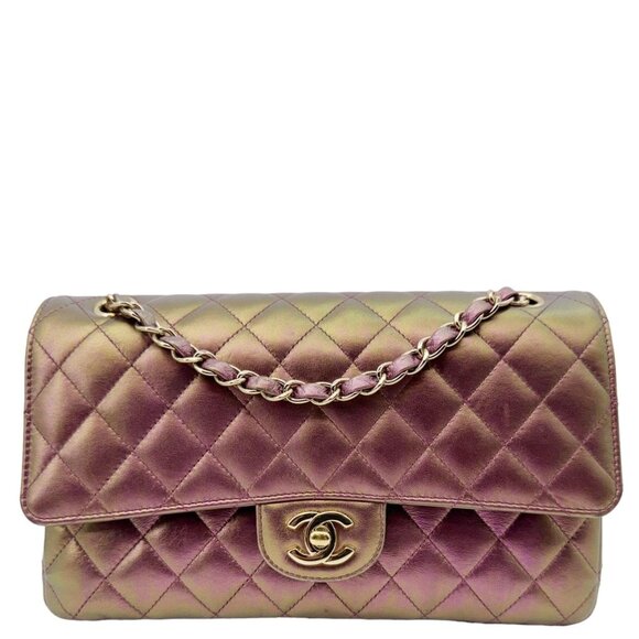 Chanel  Classic Double Flap Medium Quilted Iridescent Leather Shoulder Bag - Picture 1 of 14